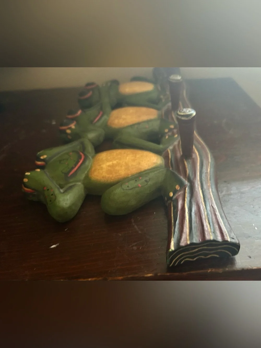 Source Unknown Green Frog Trio Wall Shelf Decor